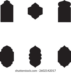 Set of Islamic Arabic old mosque windows graphic vectors