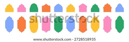 Set of Islamic architectural elements featuring arabic arches, doors and windows. Decorative oriental frames for spiritual themes. Vector illustration. Zdjęcia stock © 