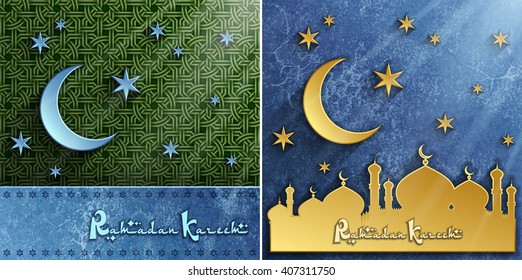 Set Islamic backgrounds for holy month of muslim community Ramadan Kareem, Vector illustration Eps 10