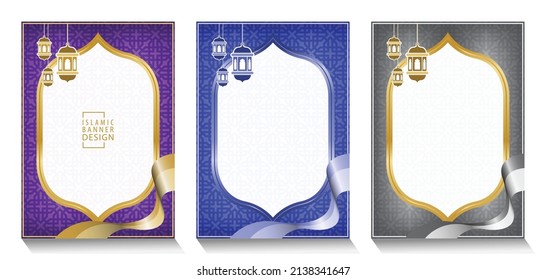 Set of Islamic banner template. Billboard, Poster, Social Media, Greeting Card template 3