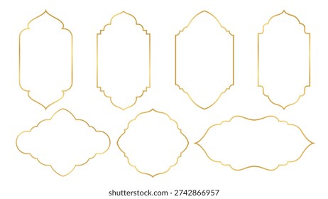 Set of Islamic border frame vector art, elements, icons, and graphics design. Suitable for Islamic festivals, Ramadan templates, Eid banners, label badge designs, and more