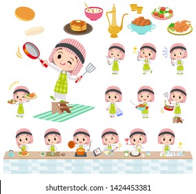 A set of Islamic boy about cooking.There are actions that are cooking in various ways in the kitchen.It's vector art so it's easy to edit.
