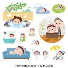 A set of Islamic boy about relaxing.There are actions such as vacation and stress relief.It's vector art so it's easy to edit.
