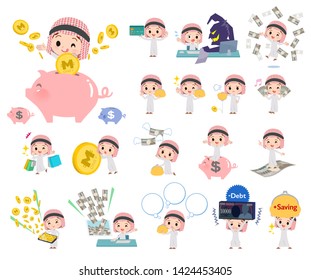 A set of Islamic boy with concerning money and economy.There are also actions on success and failure.It's vector art so it's easy to edit.
