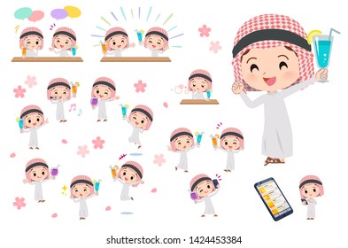 A set of Islamic boy on a drink party. There is a lively action..It's vector art so it's easy to edit.
