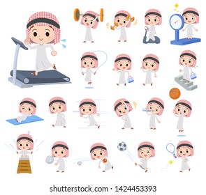 A set of Islamic boy on exercise and sports.There are various actions to move the body healthy.It's vector art so it's easy to edit.
