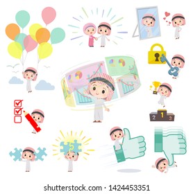 A set of Islamic boy on success and positive.There are actions on business and solution as well.It's vector art so it's easy to edit.
