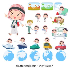 A set of Islamic boy on travel.There are also vehicles such as boats and airplanes.It's vector art so it's easy to edit.
