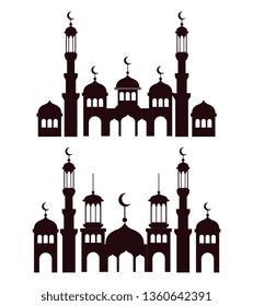 set islamic castle with moons to ramadan kareem