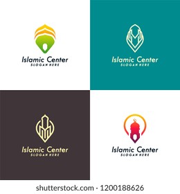 Set of Islamic Center logo designs concept vector, Mosque Point logo designs vector