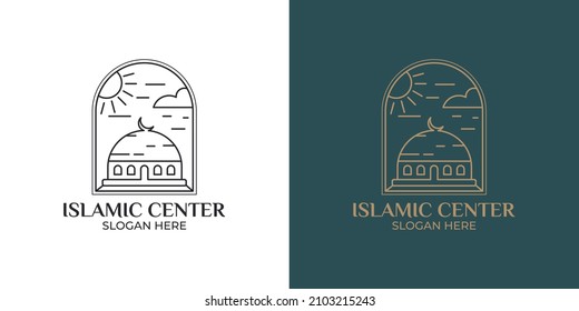 set of islamic center logo with monoline style