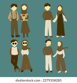 Set of islamic couple illustration