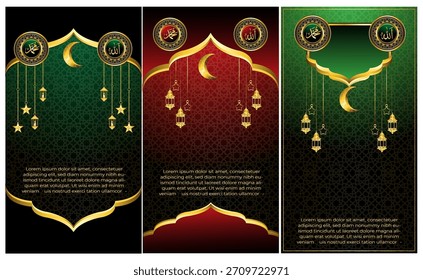 conjunto de islâmico festivo roll-up banner design