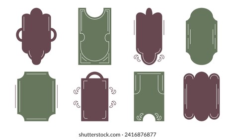 Set of Islamic frames and arches. Collection of geometric elements in oriental style. illustration in flat style.