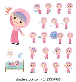 A set of Islamic girl with injury and illness.There are actions that express dependence and death.It's vector art so it's easy to edit.
