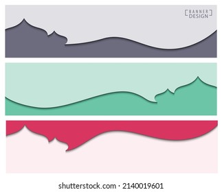Set of Islamic horizontal banner template. Billboard, Poster, Social Media, Greeting Card template 3