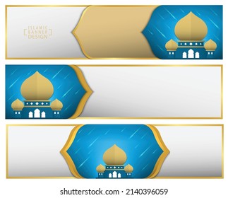 Set of Islamic horizontal banner template. Billboard, Poster, Social Media, Greeting Card template 4