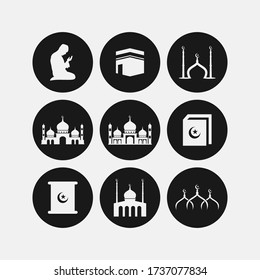 Satz des islamischen Zeichensatzes Ramadan Kareem / Eid Mubarak Symbol Symbol Symbol Design Illustration.