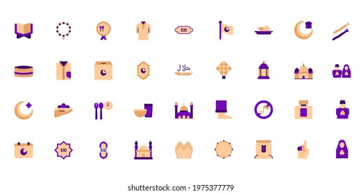 Set of islamic icons, ramadan kareem, eid mubarak