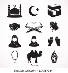 set of islamic icons, use for religion event or website, Ramadan Kareem