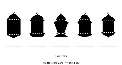 Set of Islamic Lantern Silhouette Illustration - EPS 10 Vector