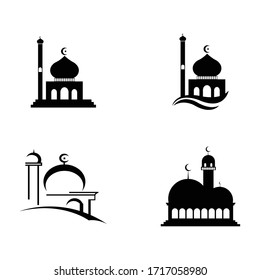 Set Islamic logo Mosque icon vector template