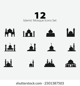 Set Of Islamic Mosque Icons, Islamic Icon Set, Mosque, Shrine, Islam  Muslim Icon, Quran Icon Sheet