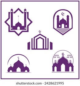 Set Islamic mosque Logo. vector illustration