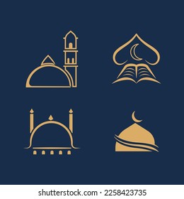 Conjunto de diseños de logotipos de la Mezquita Islámica Ramadán, Icono de logotipo islámico