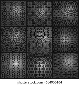 Set of islamic oriental patterns , Seamless arabic geometric pattern. Vector traditional muslim background. east culture, indian heritage, arabesque, persian motif, 3D. Ramadan kareem. Endless texture