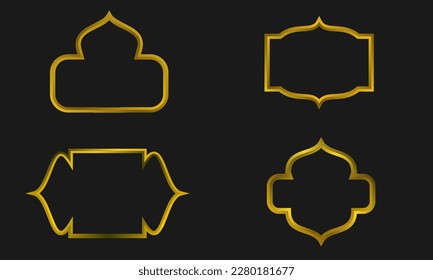 set of islamic ornament frame shape design vector template. Islamic bagde emblem. Arabic abstract element. For ramadan poster, Eid greeting card, copy space for Islamic quote text, decoration, label