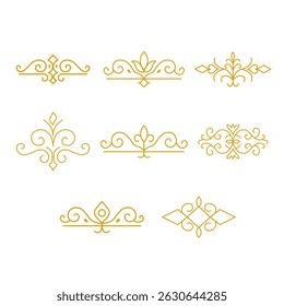 Set of Islamic Ornamental Divider Vectors in Gold Line Style