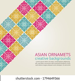 Set of islamic ornaments in vector, persian motiff. 3d ramadan islamic round pattern elements. Geometric logo template set. Circular ornamental arabic symbols. National pattern of the Kazakhs, Kyrgyz