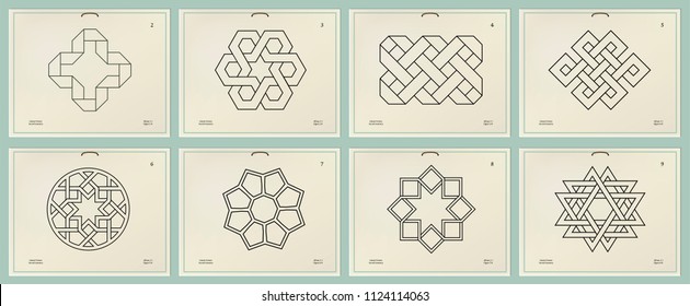 Set Of The Islamic Patterns. Arabic Shapes. Sacred Geometry. Stock Vector.