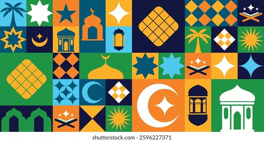 Set of islamic ramadan geometric shape pattern background