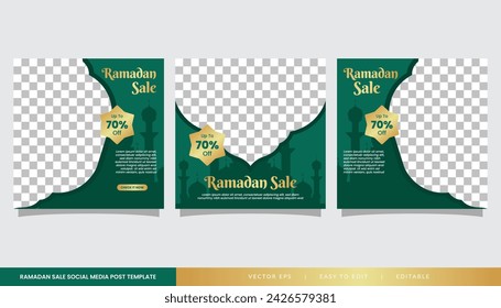 set of islamic ramadan social media post