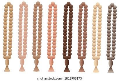 Set of Islamic rosary beads isolated on white background. Vector graphics.