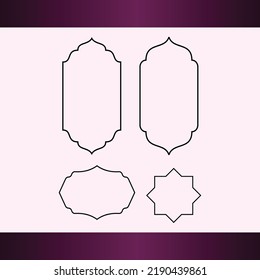 Conjunto de iconos de forma islámica. Silhouette de Islamic. Diseño islámico, etiqueta, signo, etiqueta, etc.