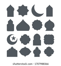 Set Of Islamic Shape Illustration Design, Blank Islamic Shape Template Vector