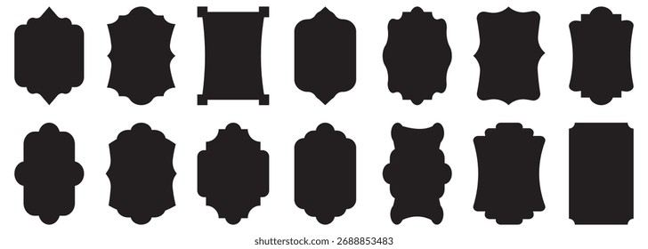Conjunto de design de ilustração de forma islâmica. Conjunto de quadros árabe. Árabe, quadro de arquitetura muçulmana. Forma porta islâmica e silhueta de janela arco árabe. 