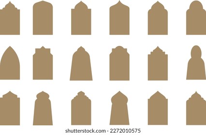 set of Islamic Shape Illustration. flat Islamic door and arabic window Shape Illustration. Muslim oriental shapes design for Ramadan. Good for Islamic Design, Label, Sign, Sticker