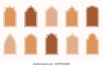 Set of Islamic Shape Illustration. flat Islamic door and arabic window Shape Illustration. Muslim oriental shapes design for Ramadan. Good for Islamic Design, Label, Sign, Sticker