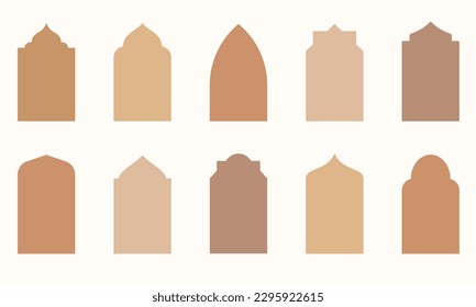 Set of Islamic Shape Illustration. flat Islamic door and arabic window Shape Illustration. Muslim oriental shapes design for Ramadan. Good for Islamic Design, Label, Sign, Sticker