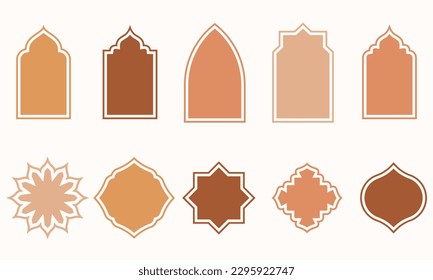 Set of Islamic Shape Illustration. flat Islamic door and arabic window Shape Illustration. Muslim oriental shapes design for Ramadan. Good for Islamic Design, Label, Sign, Sticker