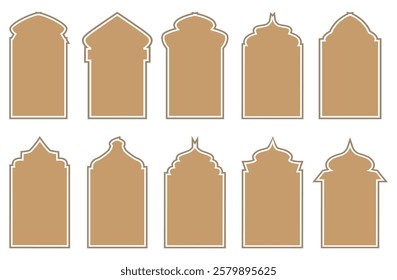 Set of Islamic Shape Illustration. flat Islamic door and arabic window Shape Illustration. Muslim oriental shapes design for Ramadan. Good for Islamic Design, Label, Sign, Sticker, Vector illustration