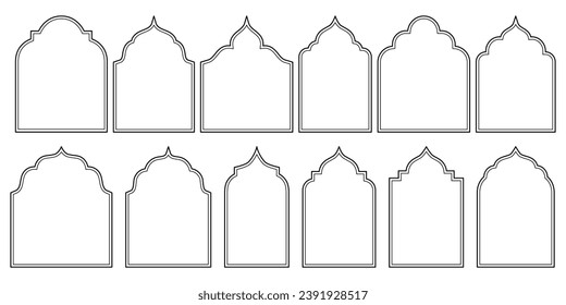 Set of Islamic Shape Illustrations, outline vectors. Versatile Elements for Islamic Designs, Labels, Signs, Stickers, and More.