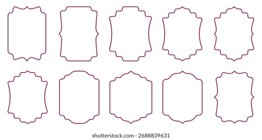 Conjunto de molduras de janela de forma islâmica em estilo plano. Conjunto de quadros árabe. Ícone de silhueta Ramadã Kareem. Porta da mesquita. Padrão árabe islâmico. Forma de portão de mesquita vetorial isolada no plano de fundo.