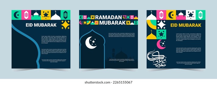 Set islamic social media template with element or icon. Ramadan banner, flyer,poster.Vector illustration