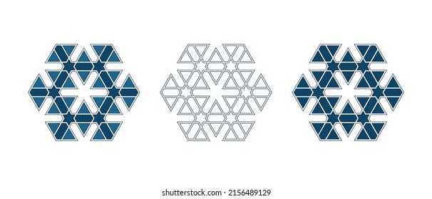 Set of Islamic traditional rosettes for greetings cards decoration and design isolated on white backgrounds. Vector illustration.
