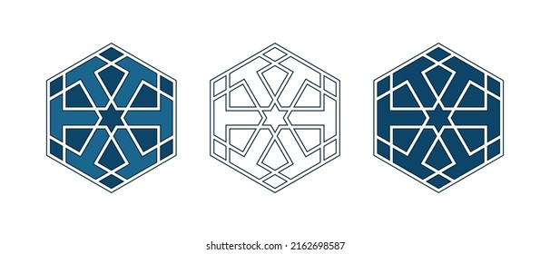 Set of Islamic traditional rosettes for greetings cards decoration and design isolated on white backgrounds. Vector illustration.